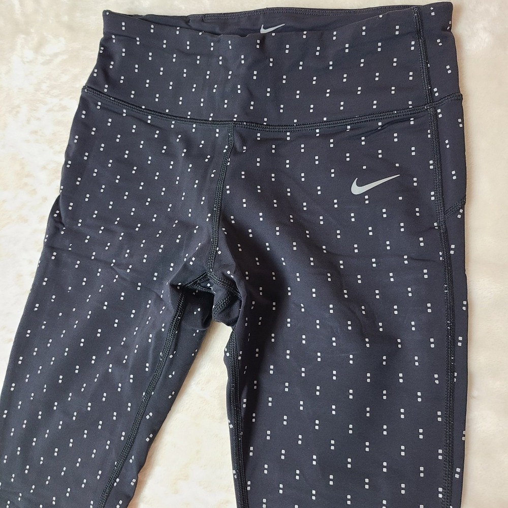 Nike Women's Epic Lux Flash Running Tights Black Dots 687012 Small Pockets